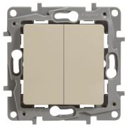 Выключатель 2-кл. СП Etika 10А IP20 250В 10AX с подсветкой/индикацией безвинтов. зажимы механизм сл. кость IEK 672304