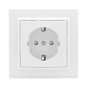 Розетка 1-м СП Минск 16А IP20 с заземл. защ. шторки бел. Basic EKF ERR16-028-100