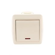 Выключатель 1-кл. ОП Nata 10А IP20 с подсветкой крем. LEZARD 710-0300-111